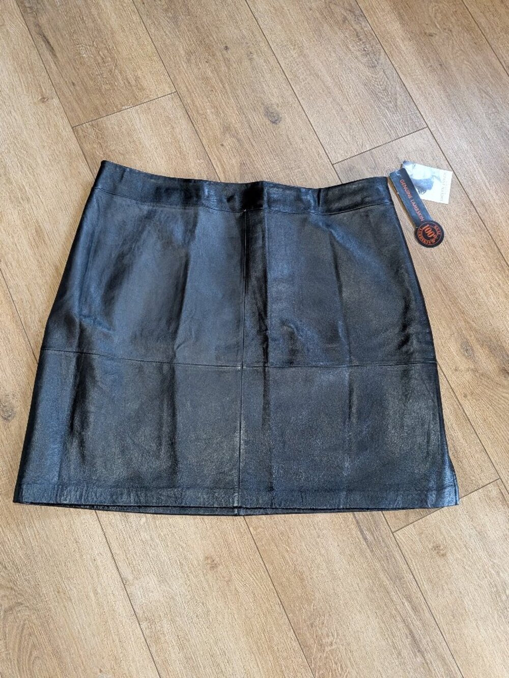 Jaclyn Smith 100% Lambskin Leather Midi Skirt Size 20W Black Straight Y2K NWT